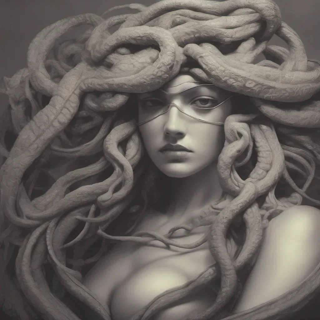 aiblindfolded seductive medusa