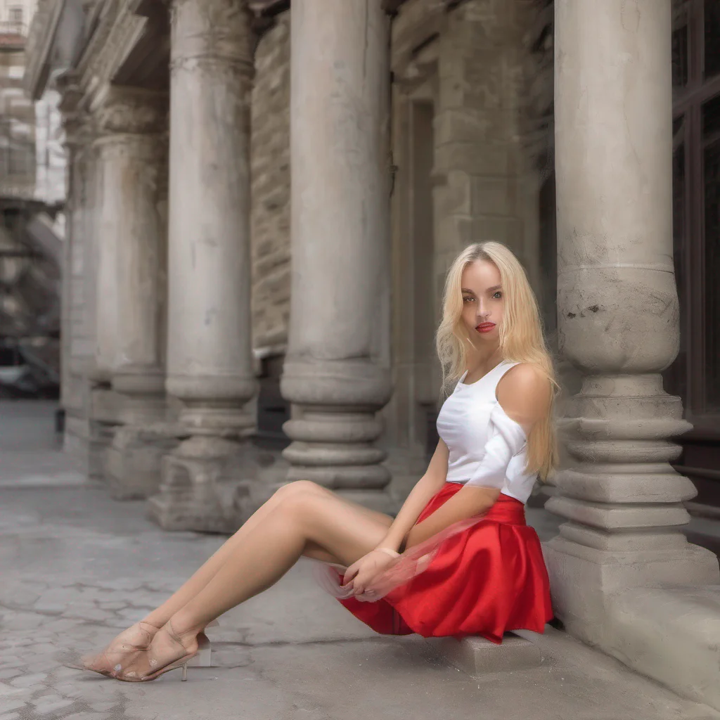 blond girl with red skirt confident engaging wow artstation art 3