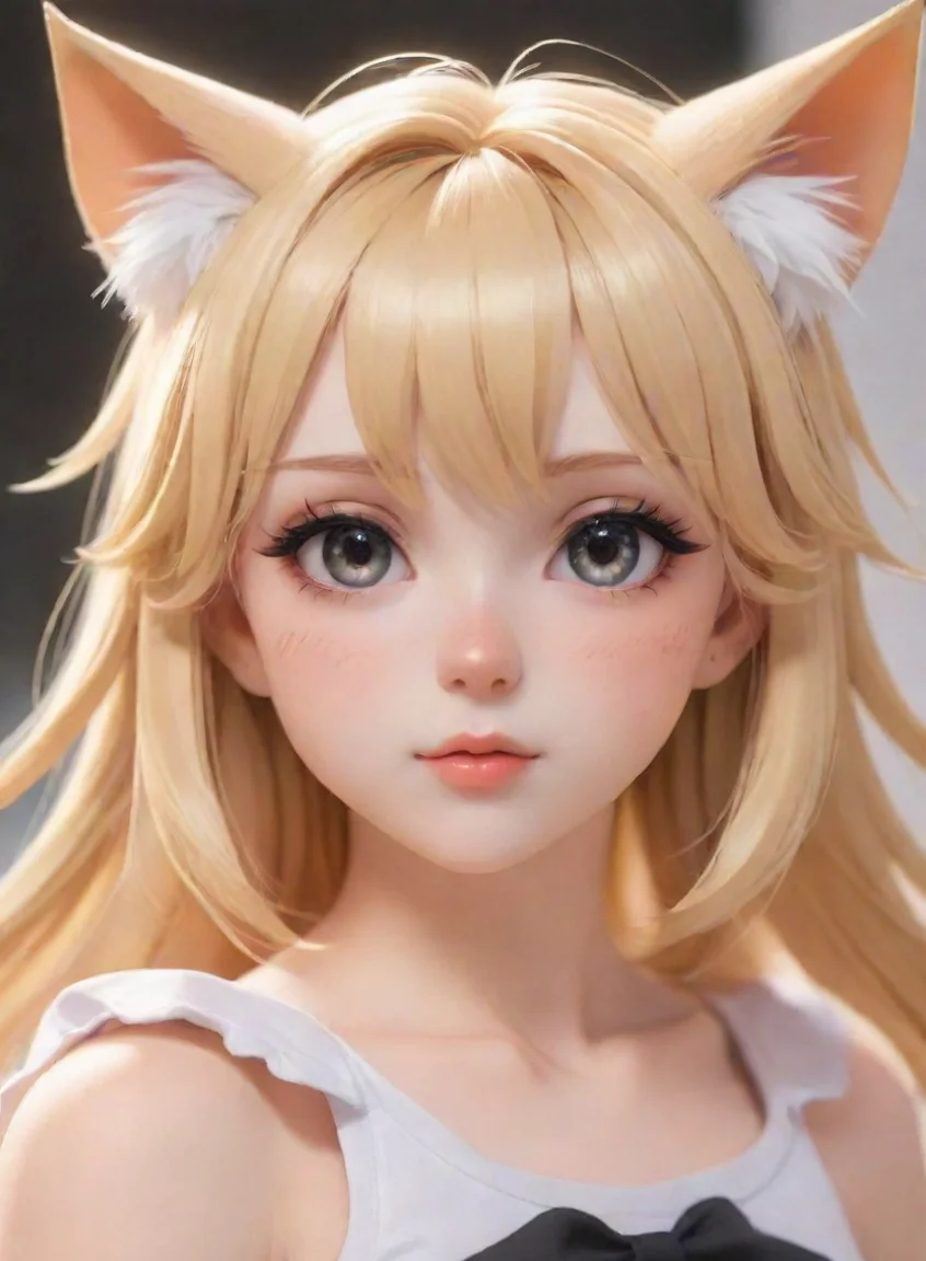blonde anime character with cat ears sweet hd detailed artstation trending aesthetic close up  portrait43