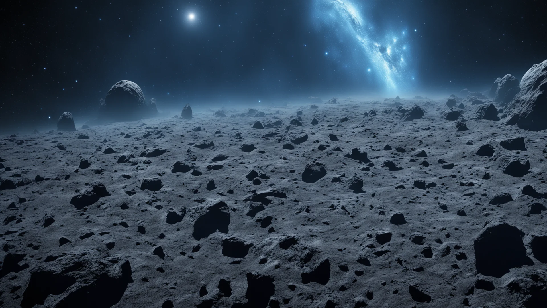 aiblue and grey asteroid field wide