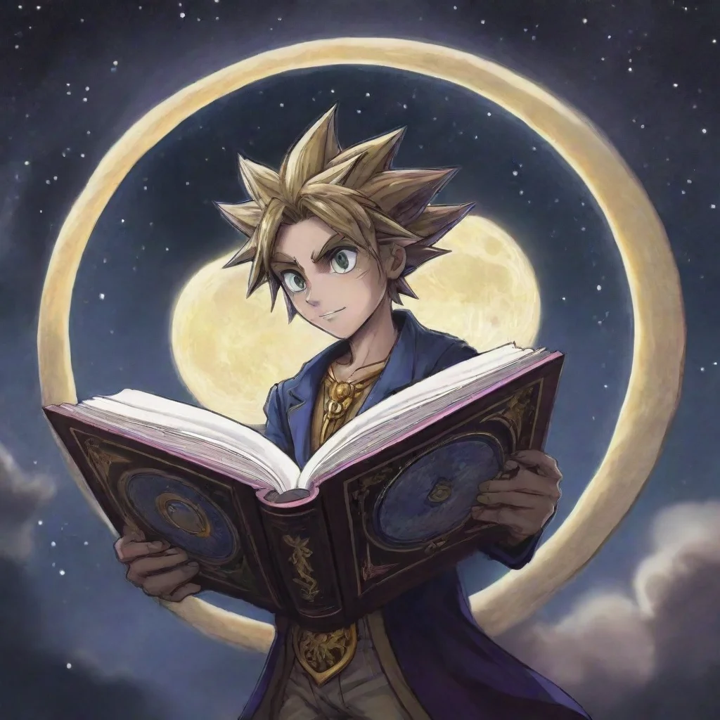 aibook of moon yugioh card drawn in dolan art style