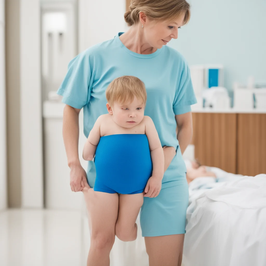 aiboy in blue underpans with mom in a doctor room  amazing awesome portrait 2