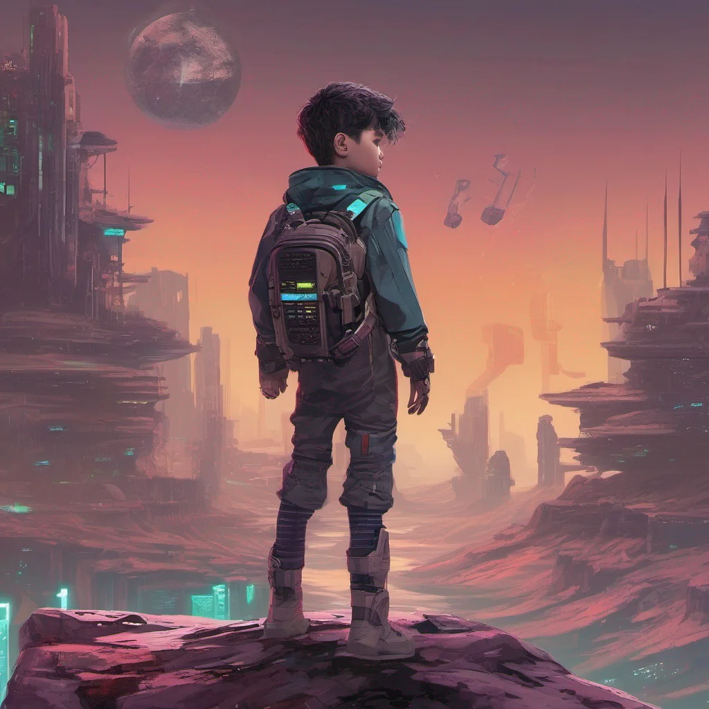aiboy in cyberpunk costume on another planet good looking trending fantastic 1