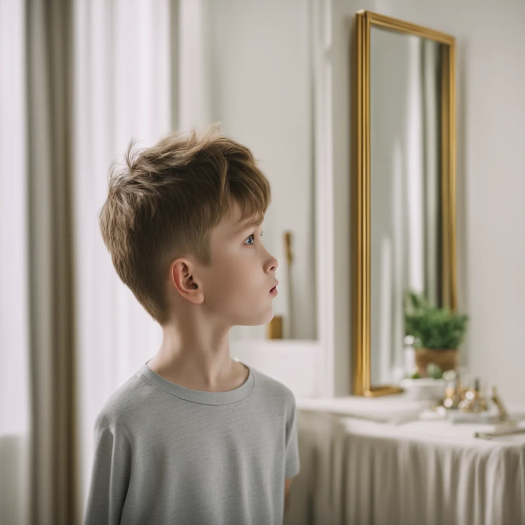 aiboy looking in the mirror in his bedroom good looking trending fantastic 1