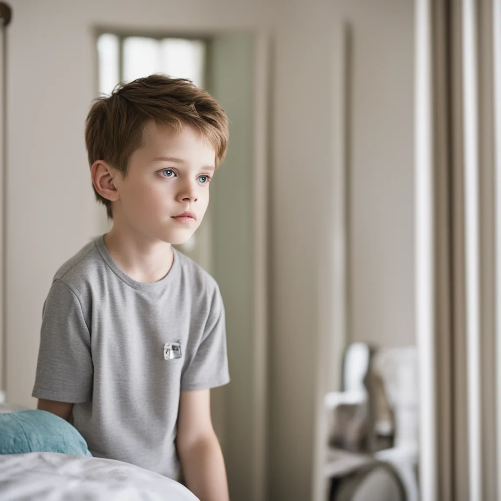 aiboy looking in the mirror in his bedroom