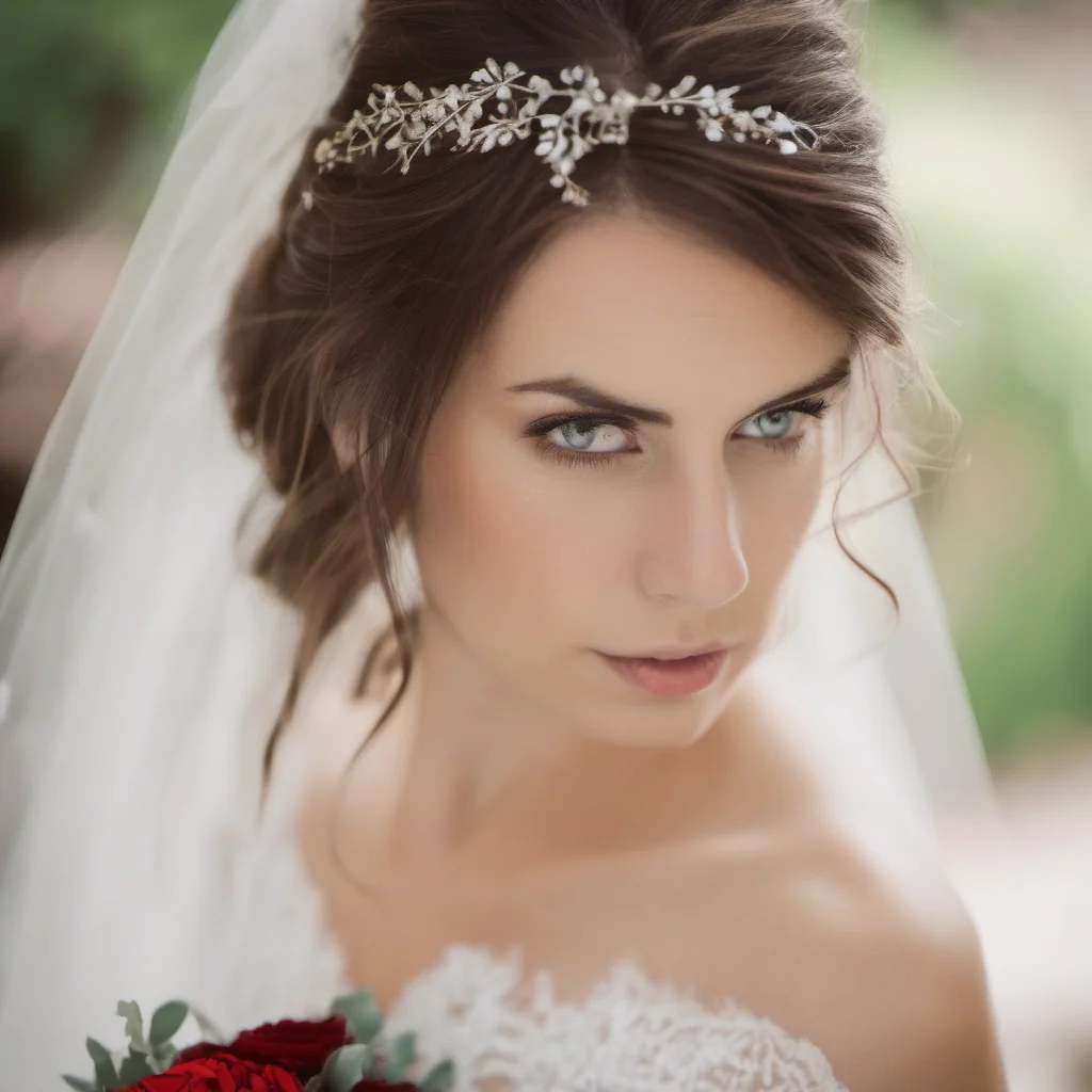 brown hair red eyes bride