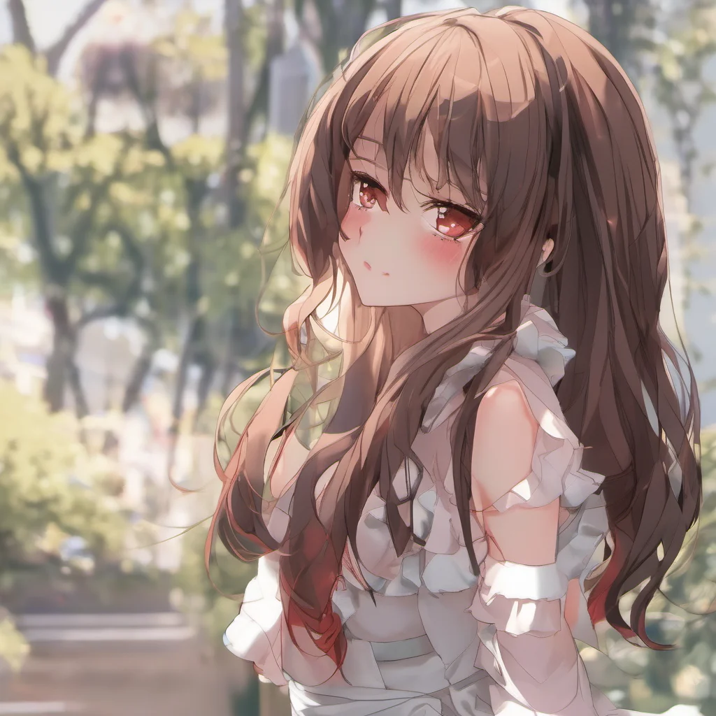 aibrown hair red eyes dress