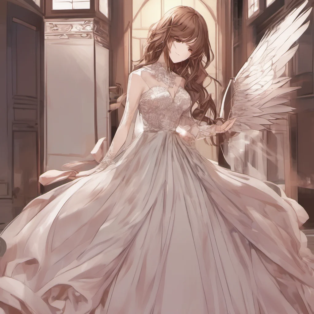 aibrown hair red eyes gown