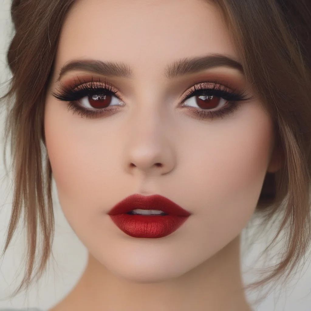 aibrown hair red eyes jewelry makeup amazing awesome portrait 2