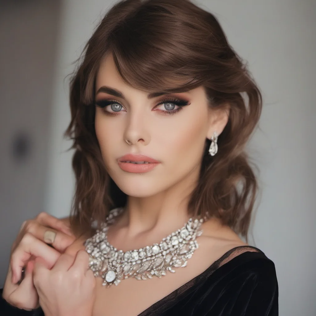 aibrown hair red eyes jewelry makeup confident engaging wow artstation art 3