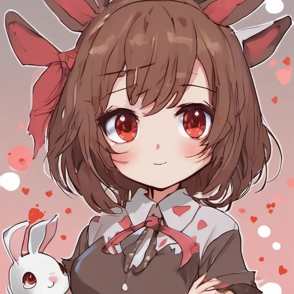 brown haired red eyed bunny girl
