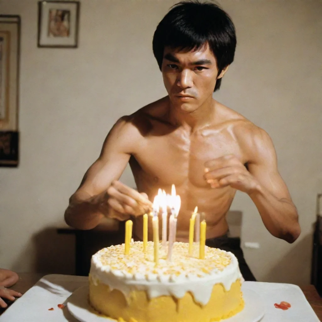 aibruce lee blowing up birthday candles
