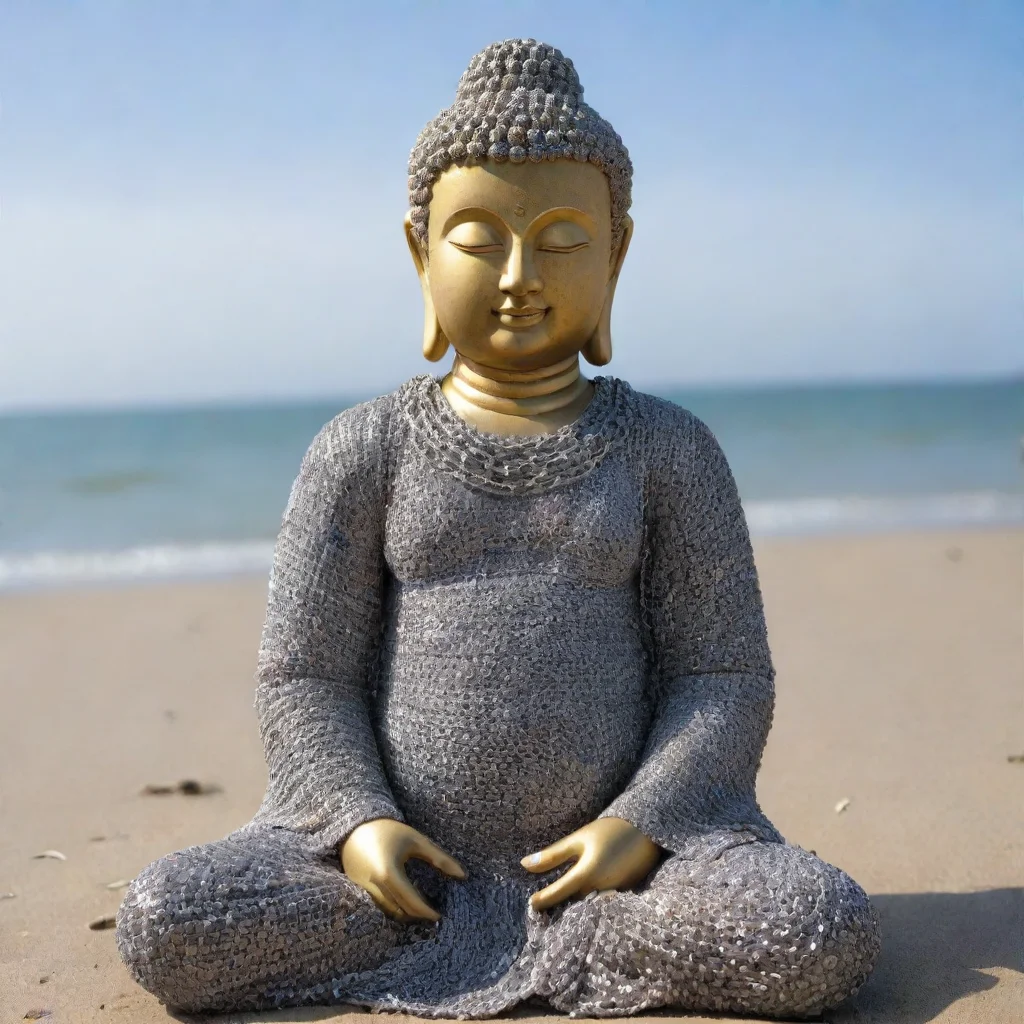 aibudha wearing chainmail on the beach