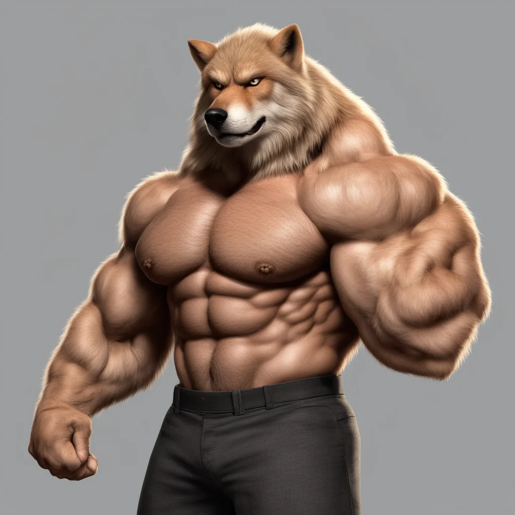aibuff furry wolf flexing biceps