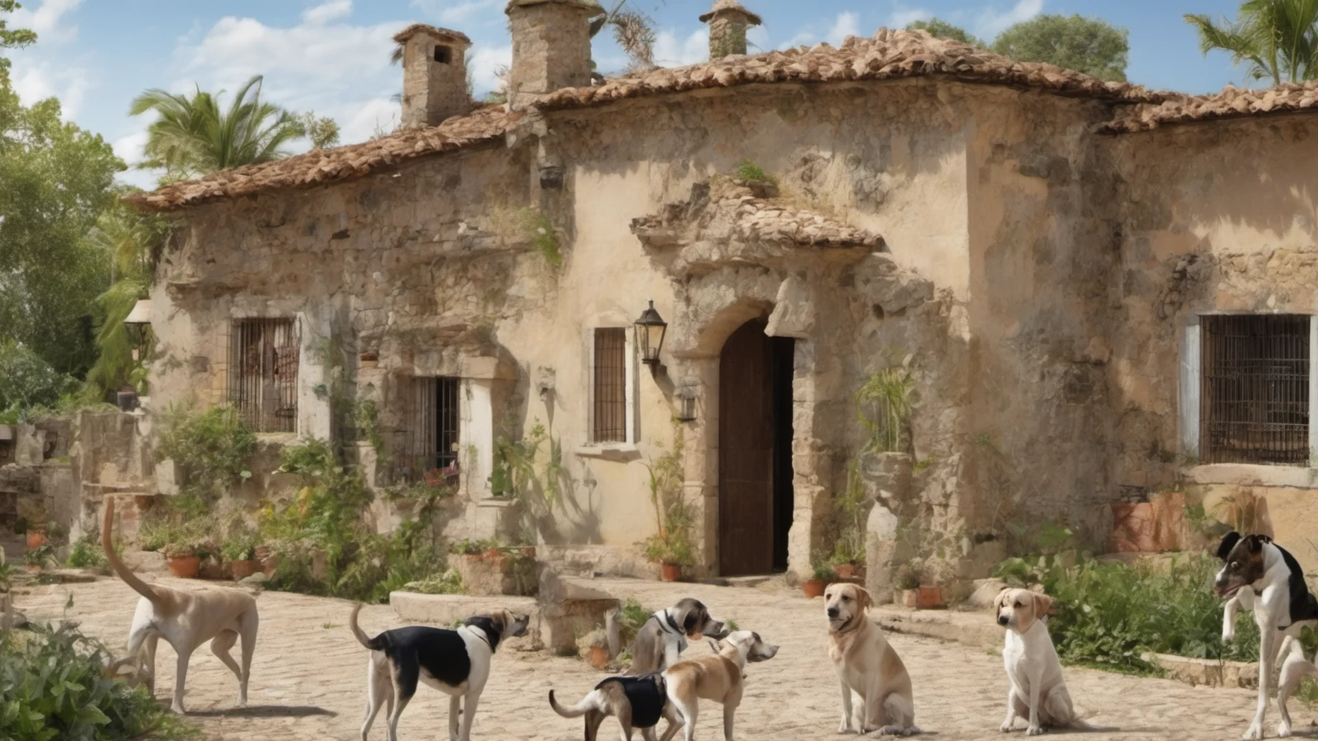 casa de campo con perros wide
