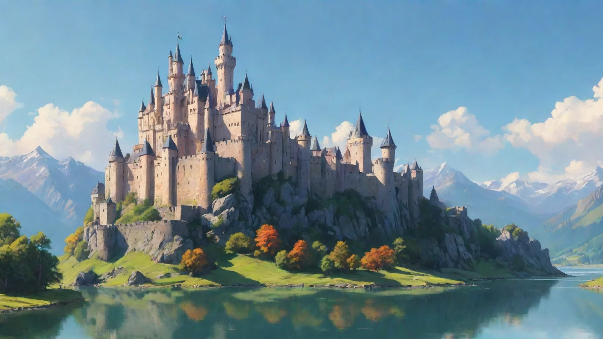 castle lovely relaxing lowfi landscape bright crisp colours clear wide