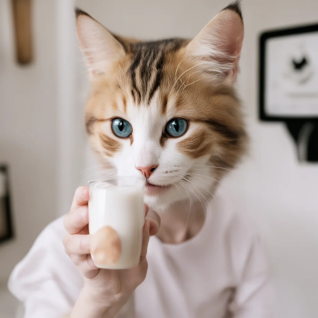 aicatgril drinks milk