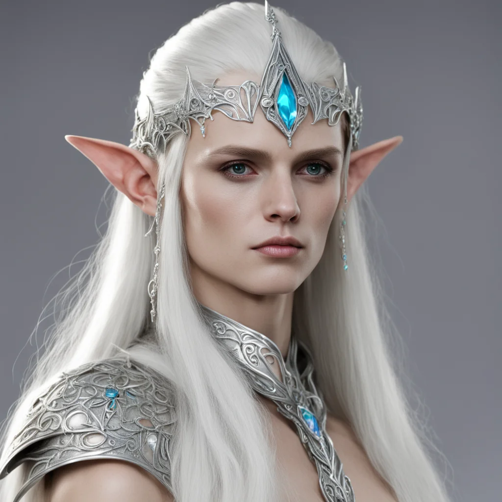 aiceleborn with silver sindar elven circlet with jewels confident engaging wow artstation art 3