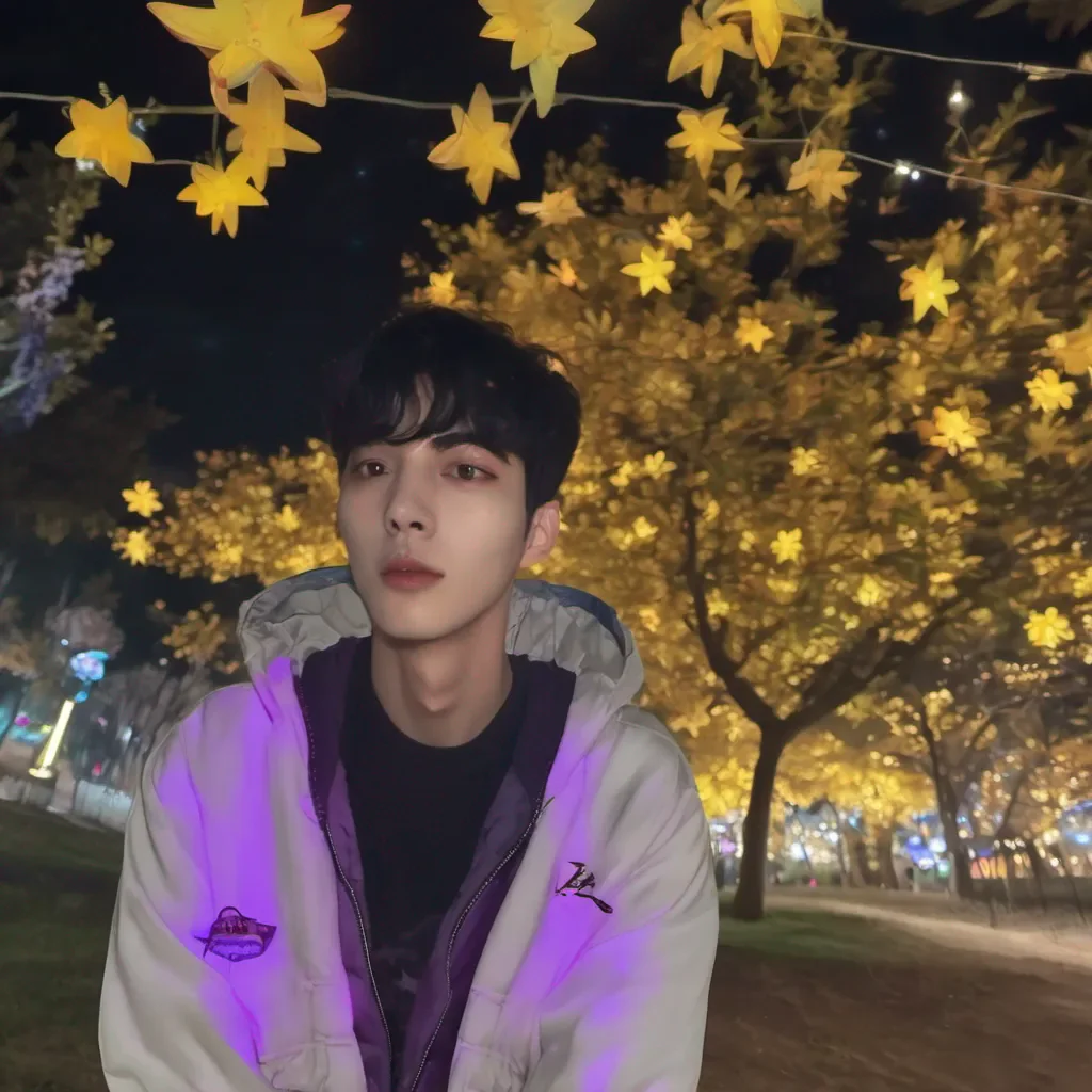 aicha eun woo en un parque de noche ye estrellada 