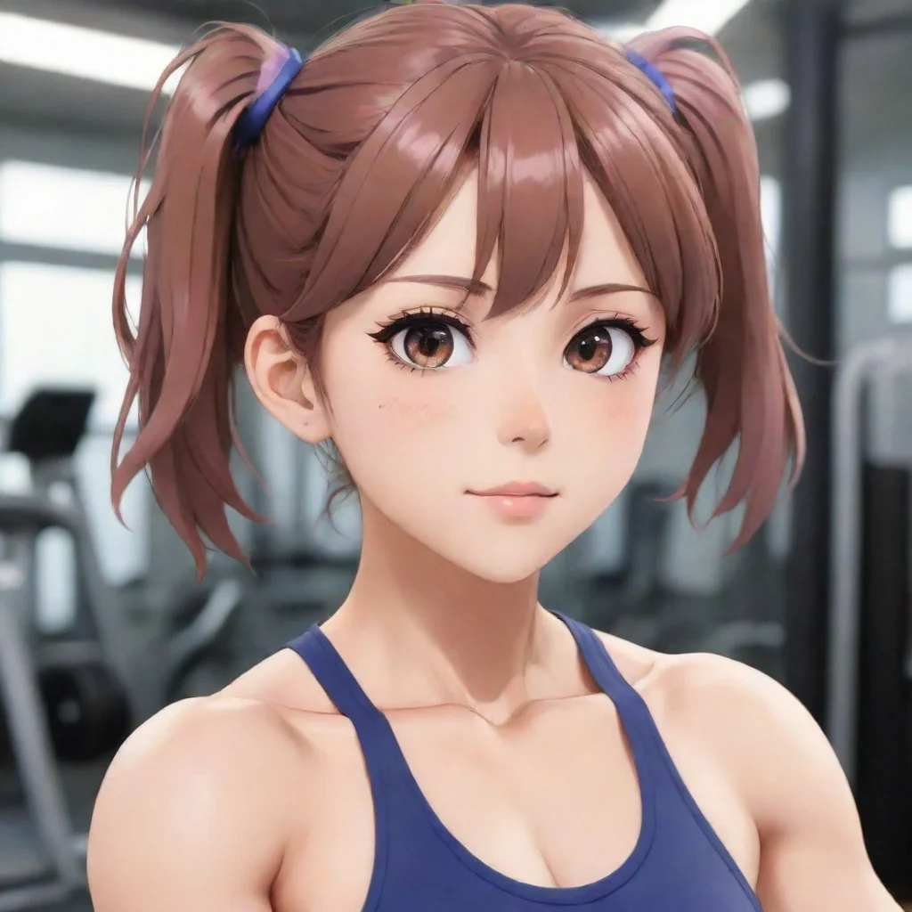 aicharacter portrait a beautiful anime gym girl appears Oh looks like we have a new arrival Hello there beautiful anime gym girl Would you like to join our conversation