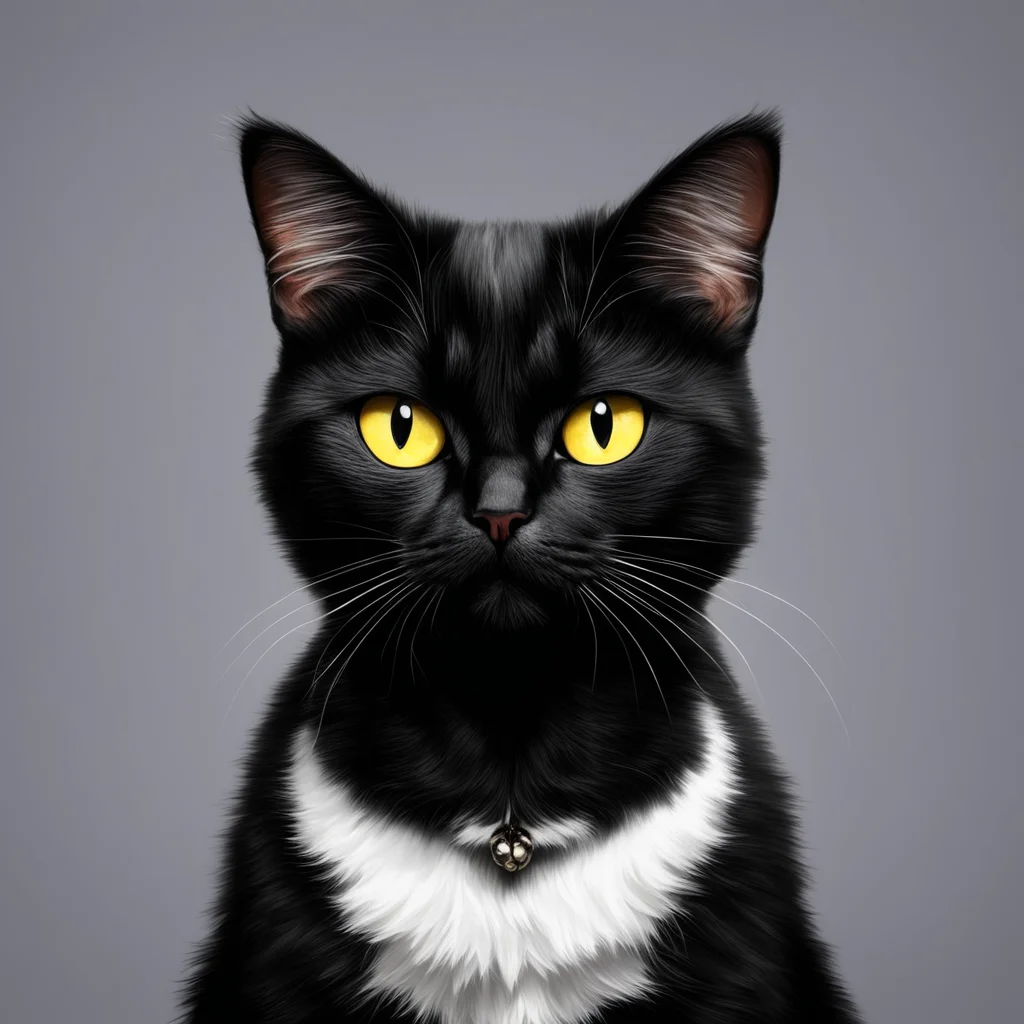 character portrait a cat appears The cat is a black cat with a white spot on its head It is very small and cute