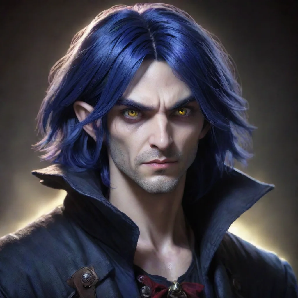 aicharacter portrait appears BOO The indigo haired vampire hunters eyes widened in shock as you suddenly appeared before him your eyes glowing with an otherworldly light