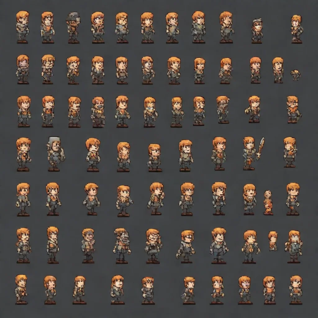 aicharacter sprite sheet 8x8 columnsin the style of 8 bits