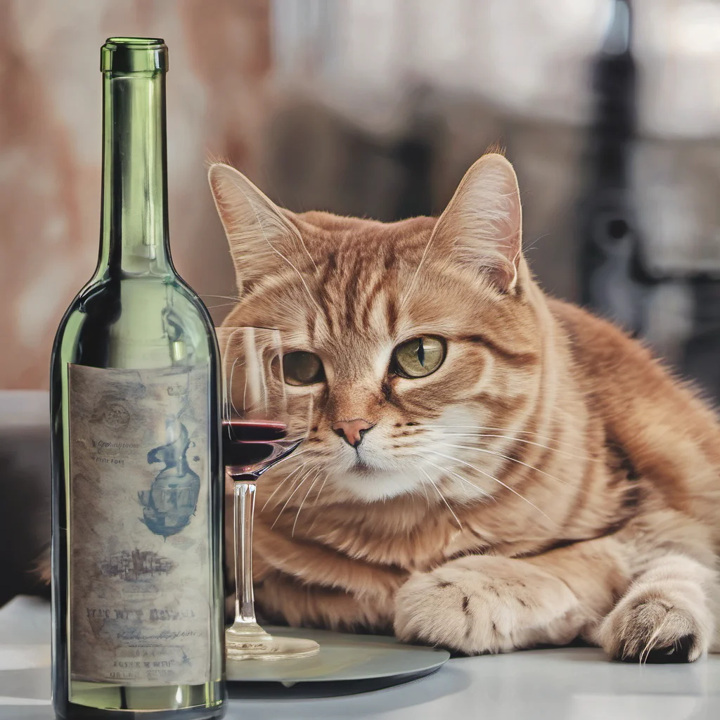 aichat avec une bouteille et un verre de vin