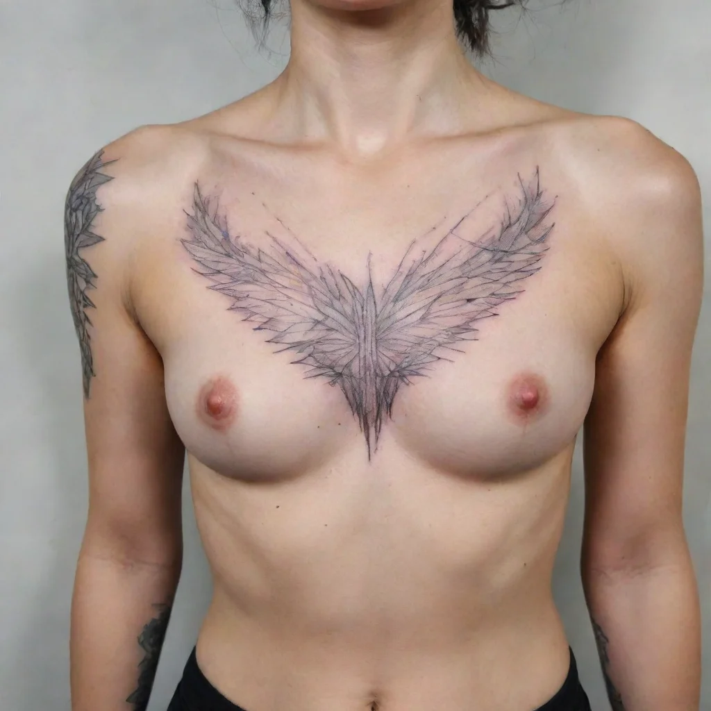 aichest fine line black and white tattoo