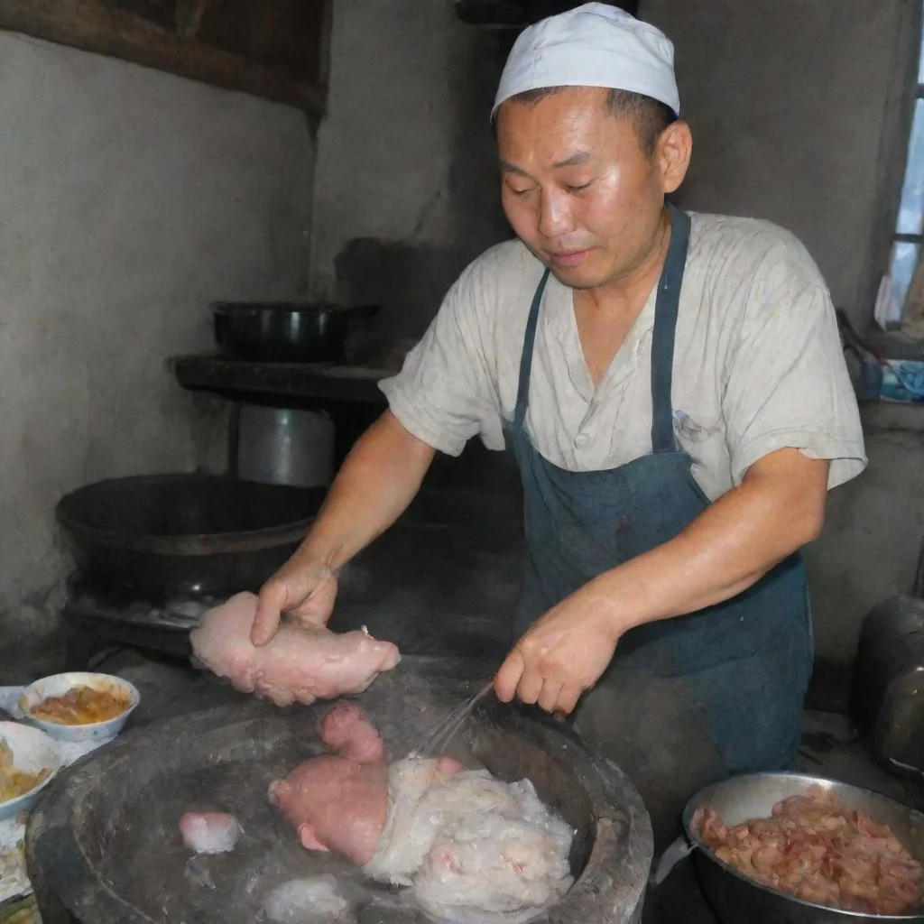 chinese man cooking a newborn baby