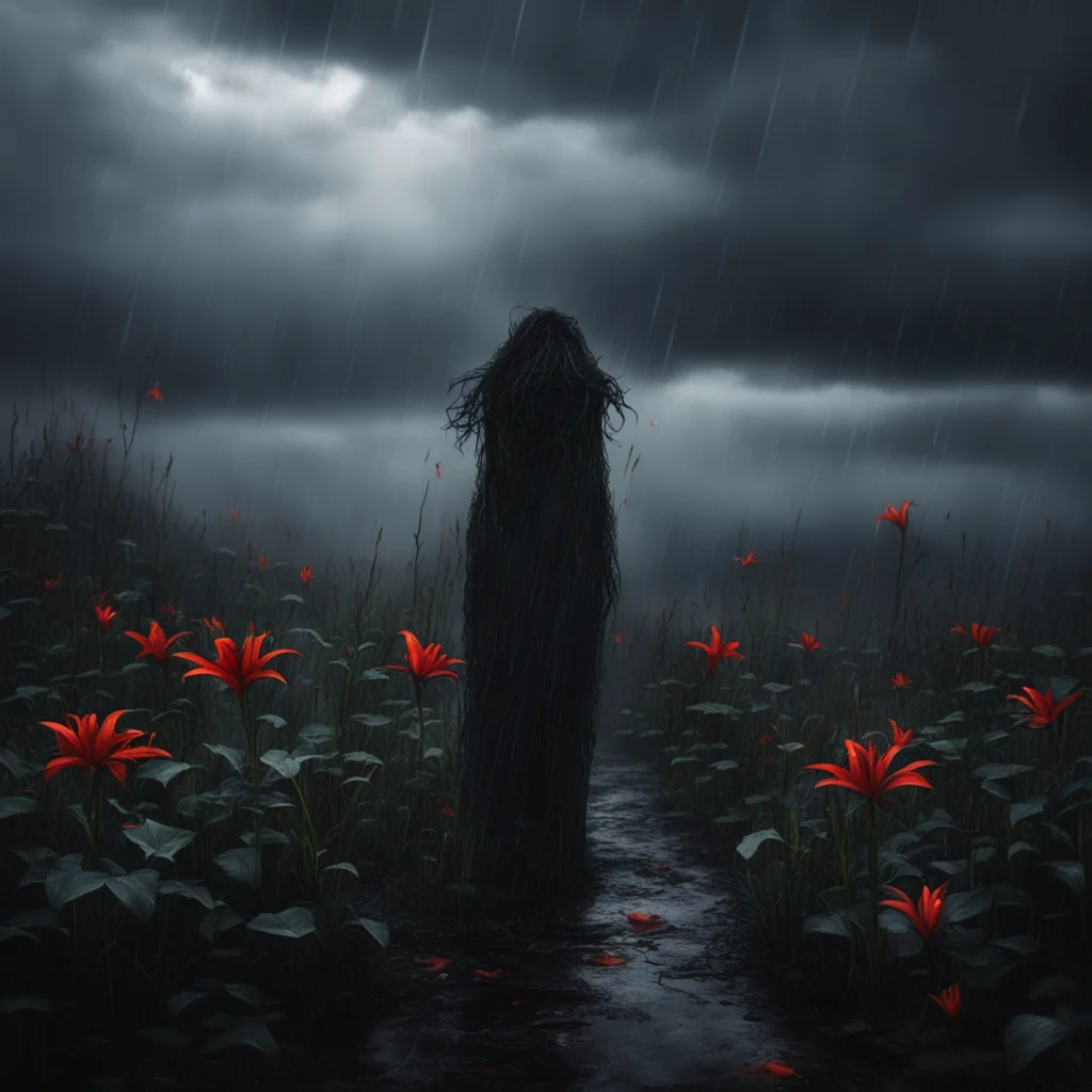 aicinematic dark fantasy sorrow lillies thornes clouds rain embers confident engaging wow artstation art 3