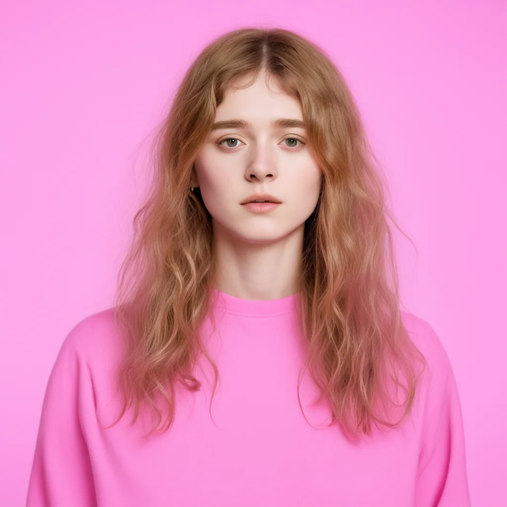 clairo the singer with a pink stand behind her confident engaging wow artstation art 3