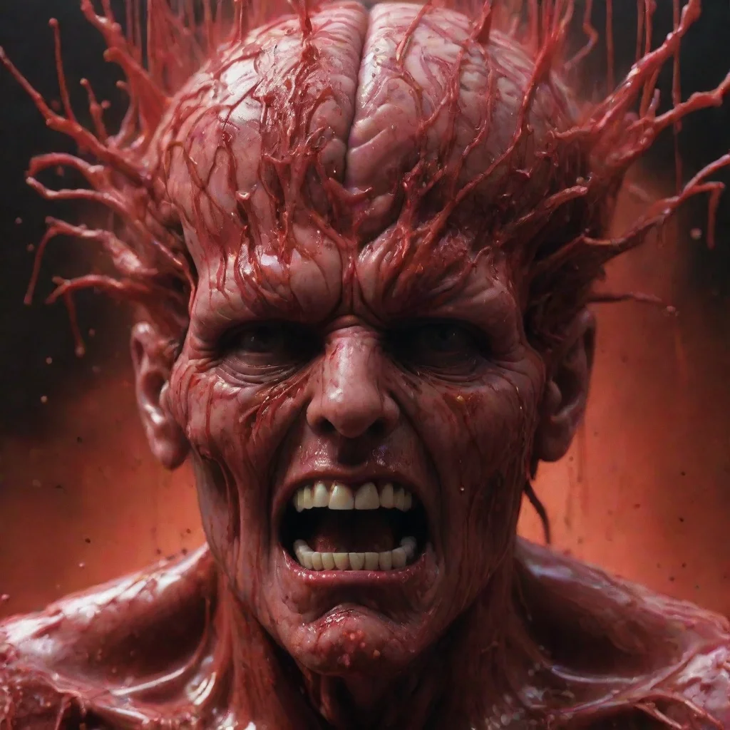 aiclose up horror movie scanners head exploding with a splatter of red water brain matter insanely detailed and intricate 