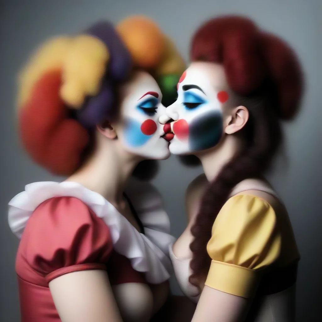 clown girls kissing
