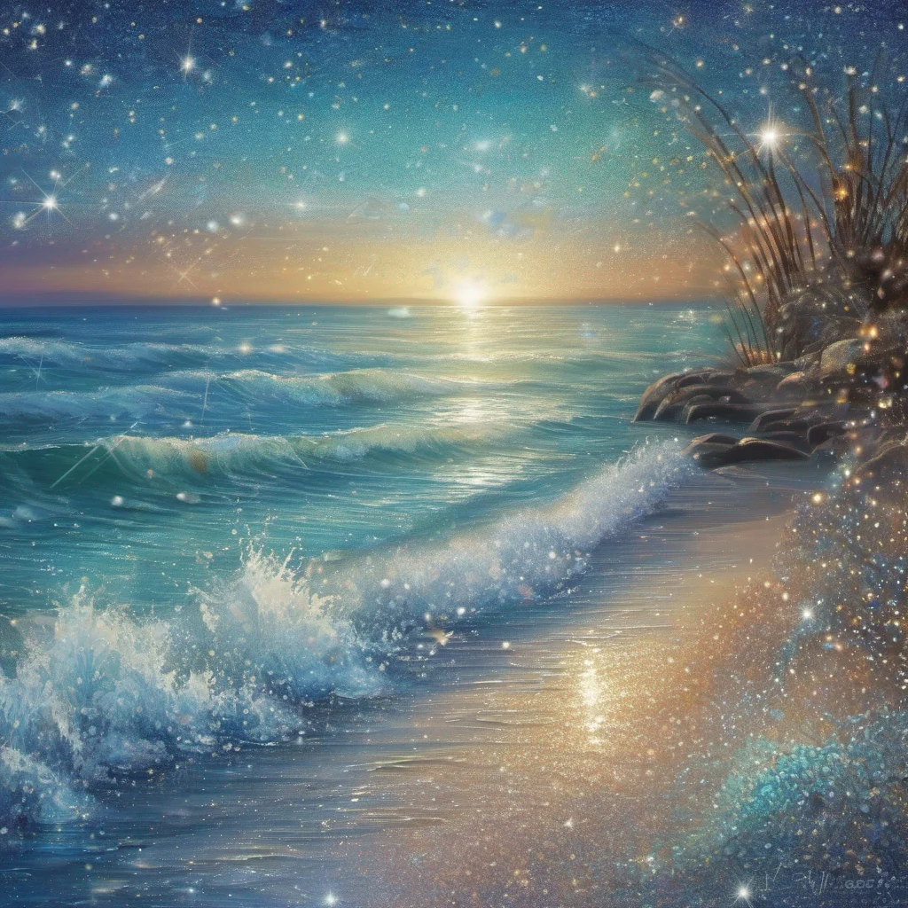 coastal beach fantasy art water shimmer glitter sparkle ocean amazing awesome portrait 2