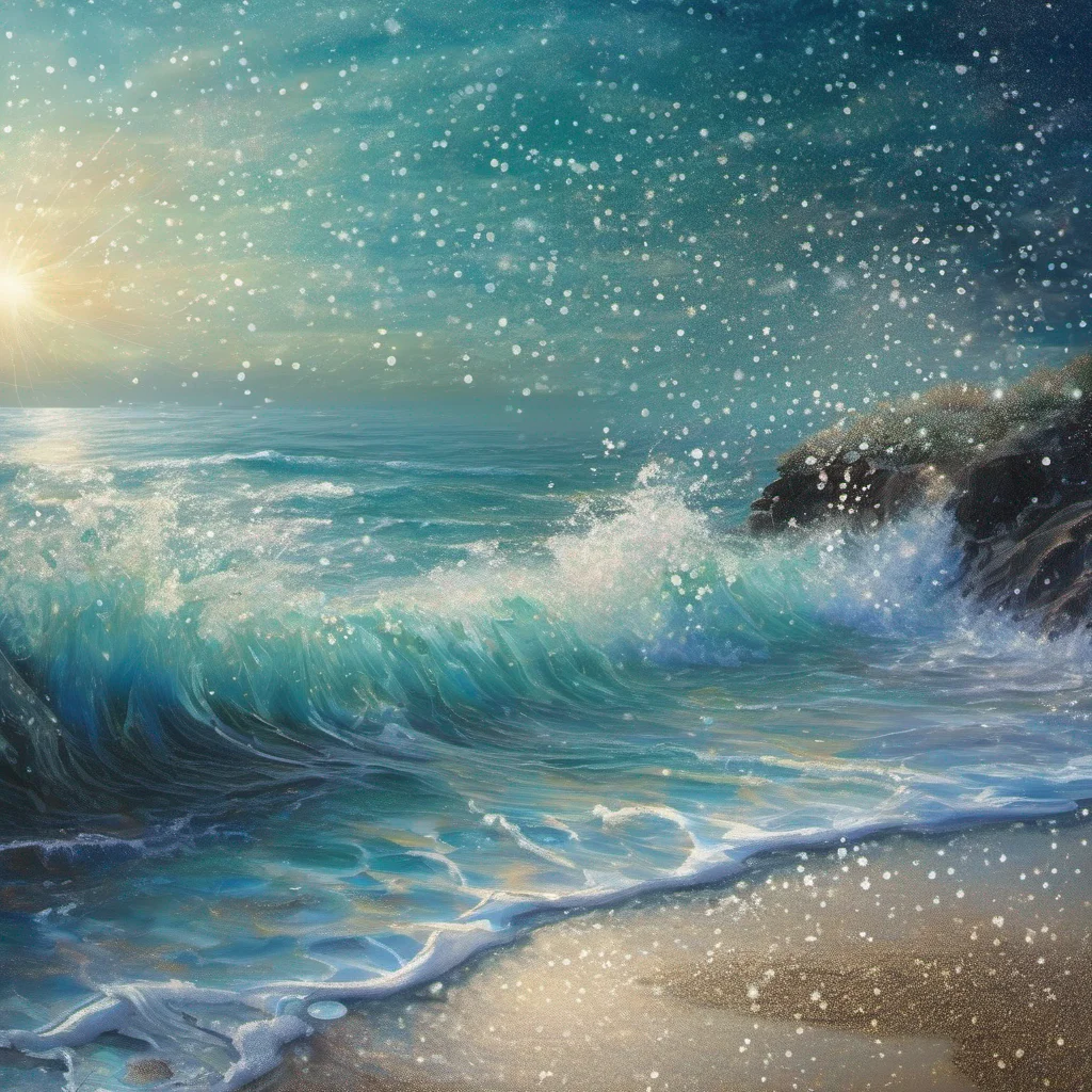 coastal beach fantasy art water shimmer glitter sparkle ocean
