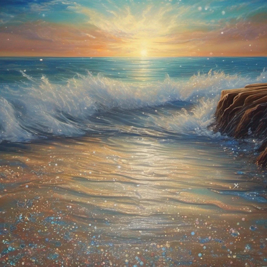 coastal beach fantasy art water shimmer glitter sparkle