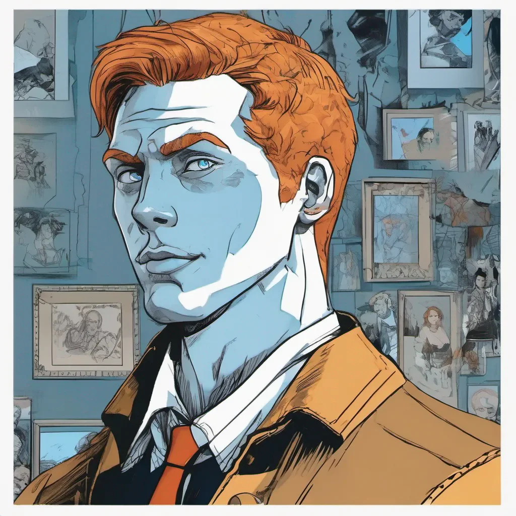aicomic book art style portrait of a man with ginger hair and blue eyes good looking trending fantastic 1
