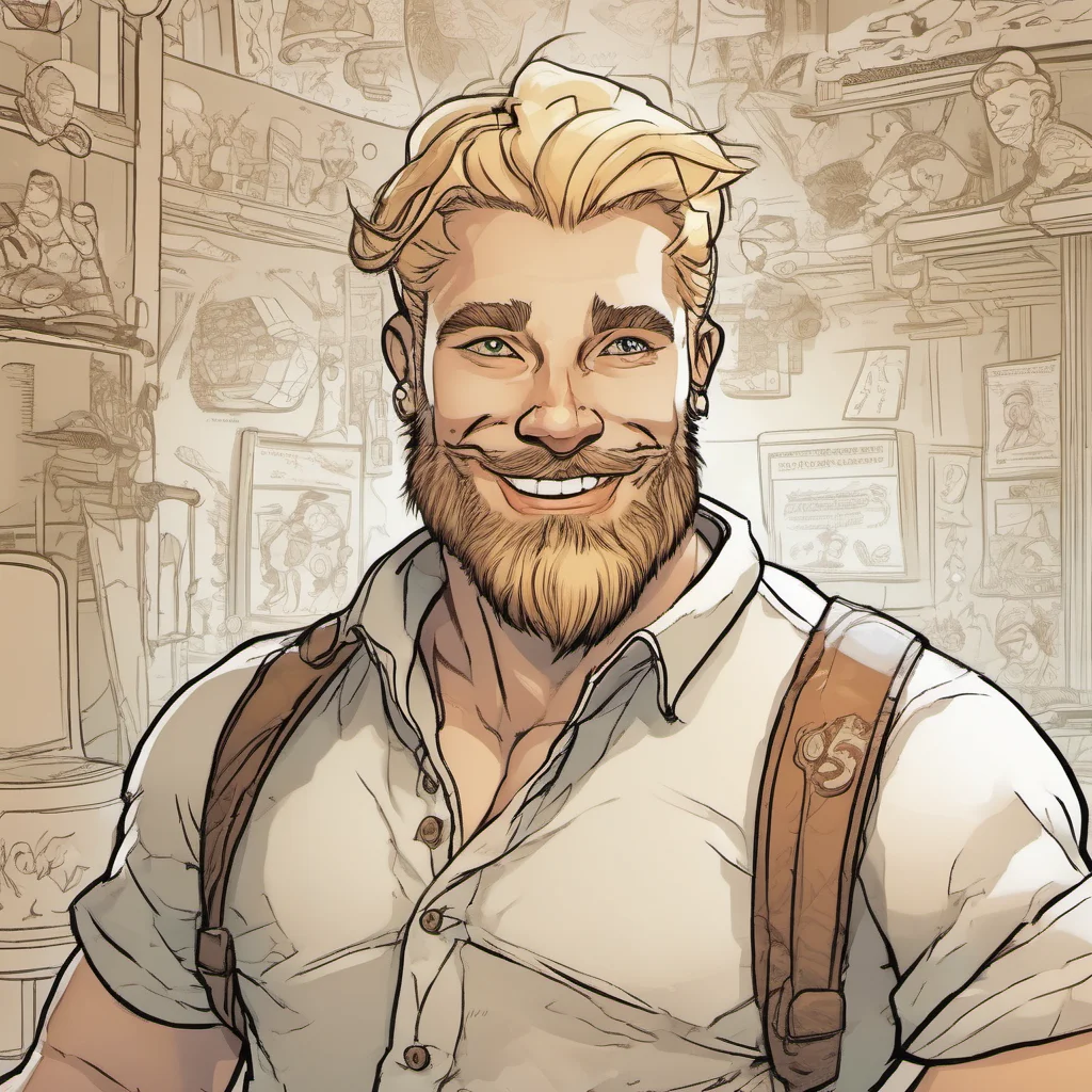aicomic book young adult male dwarf blond short beard smiling good looking trending fantastic 1