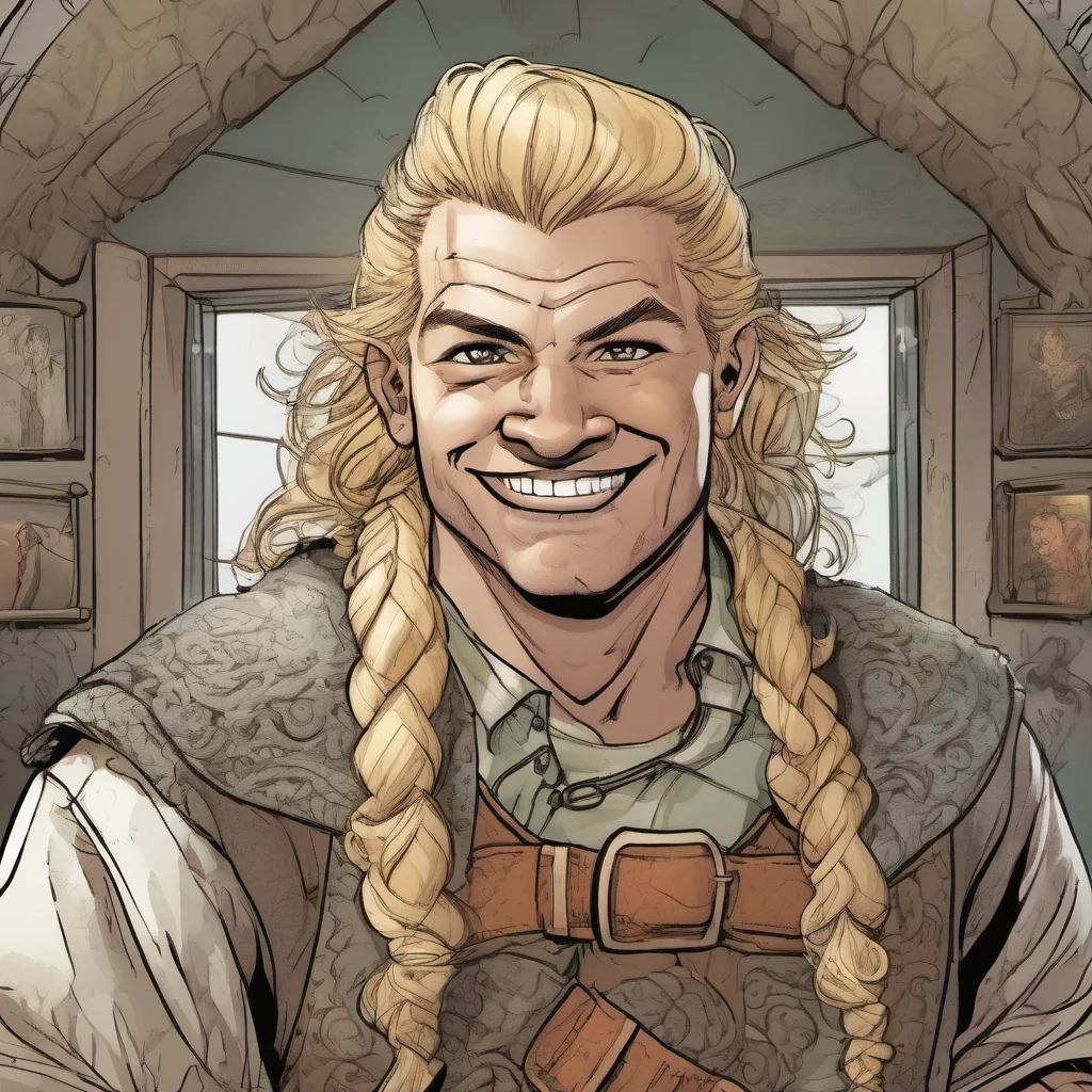 aicomic book young adult male dwarf blonde smiling good looking trending fantastic 1