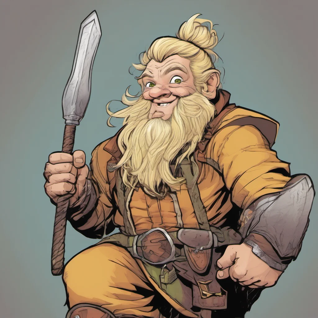 aicomic book young adult male dwarf blonde smiling