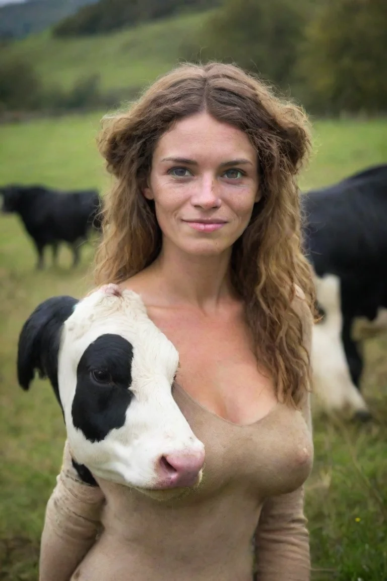 cow woman portrait
