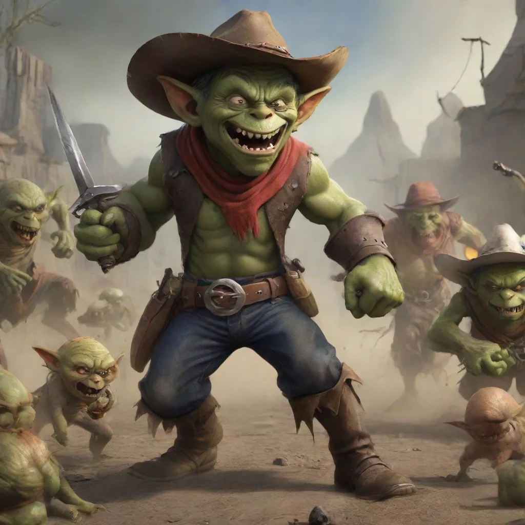 cowboy fighting goblins hd