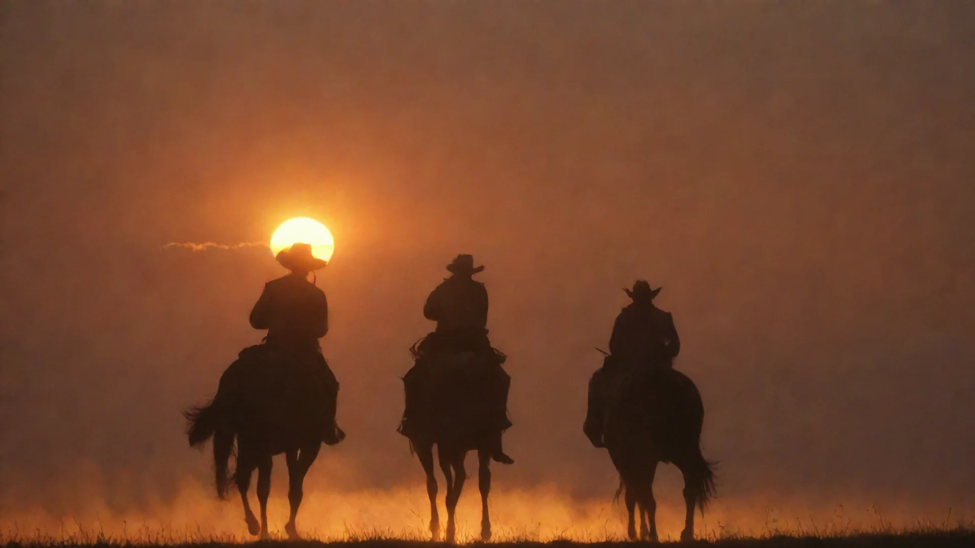 aicowboy riding into the sunset wide