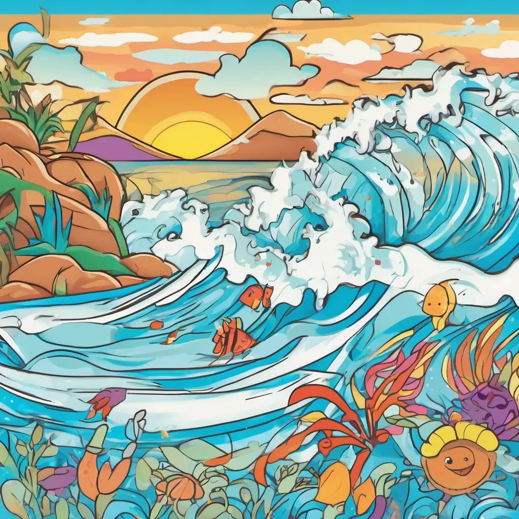 aicrea una imagen para pintar un mural sobre agua y verano
