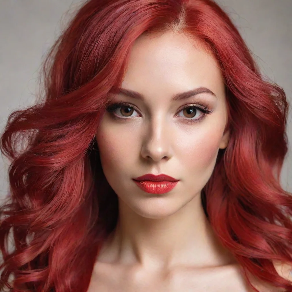 creame una mujer pelo rojo crespa