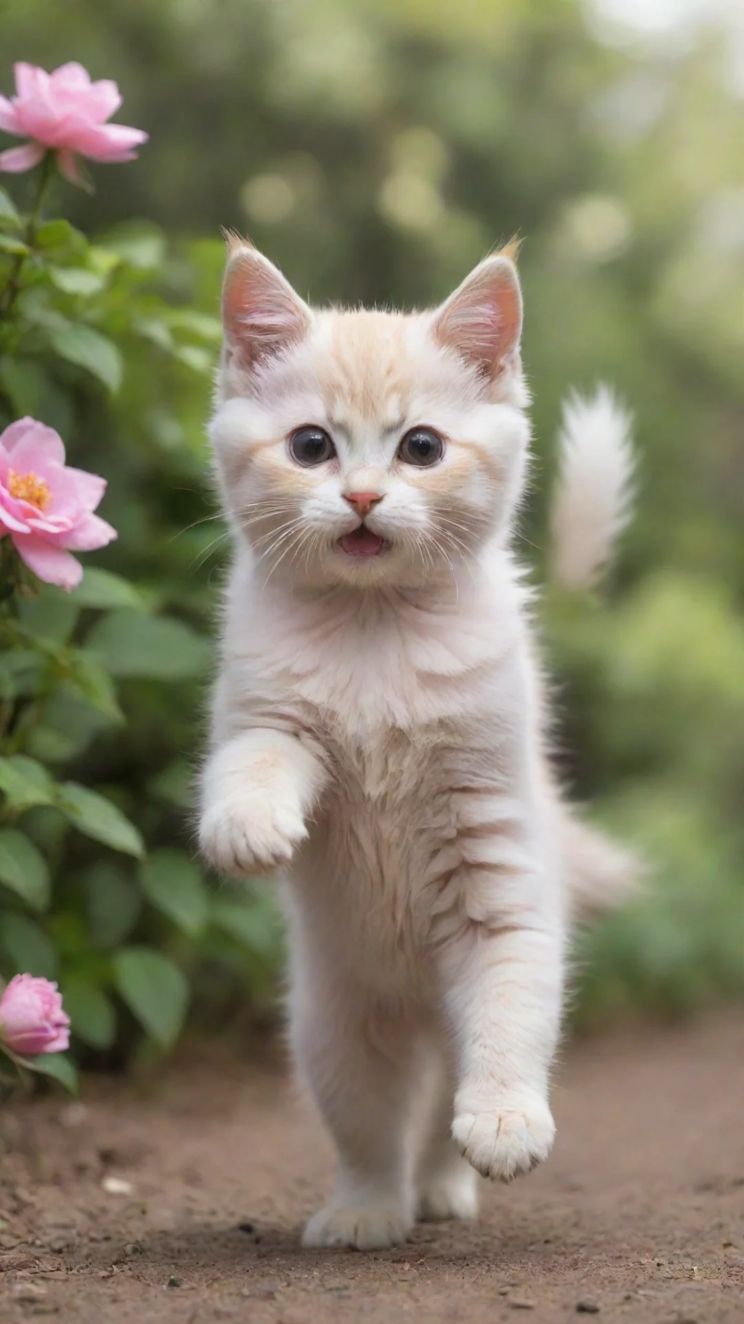 aicria a imagem de um gato rosa voando tall