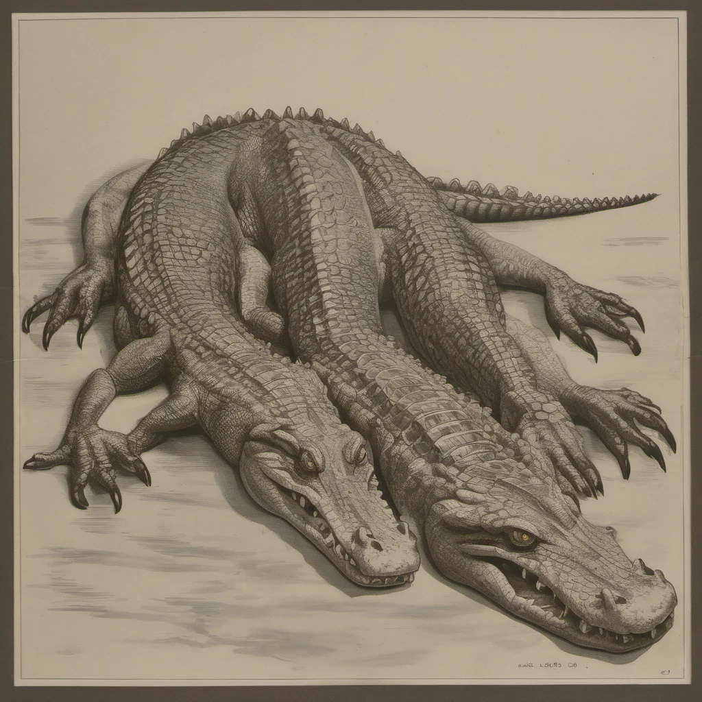 aicrocodile with two heads two tails amazing awesome portrait 2