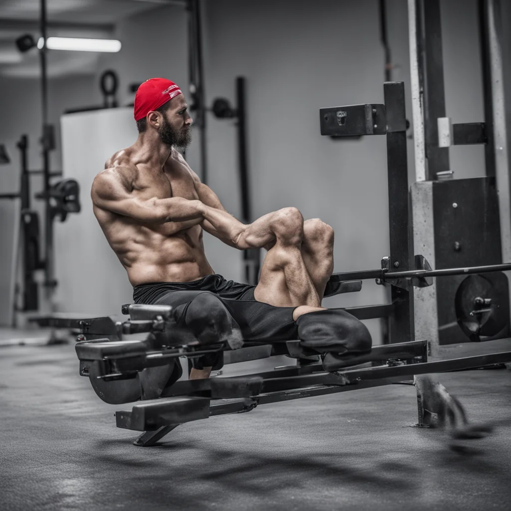 crossfit athlete working on the rower machine  good looking trending fantastic 1