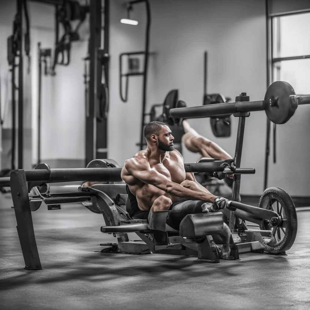crossfit athlete working on the rower machine 